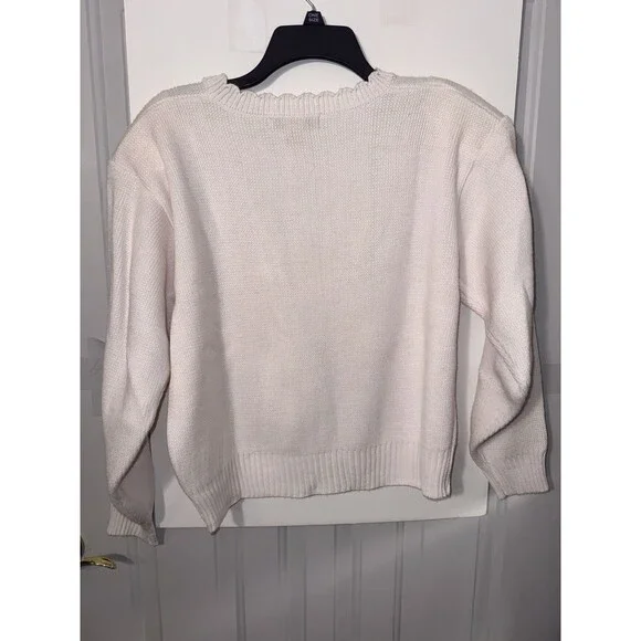 Vintage Bryn Connelly Cardigan Small Cream Gold Button 90s Preppy - Picture 10 of 12